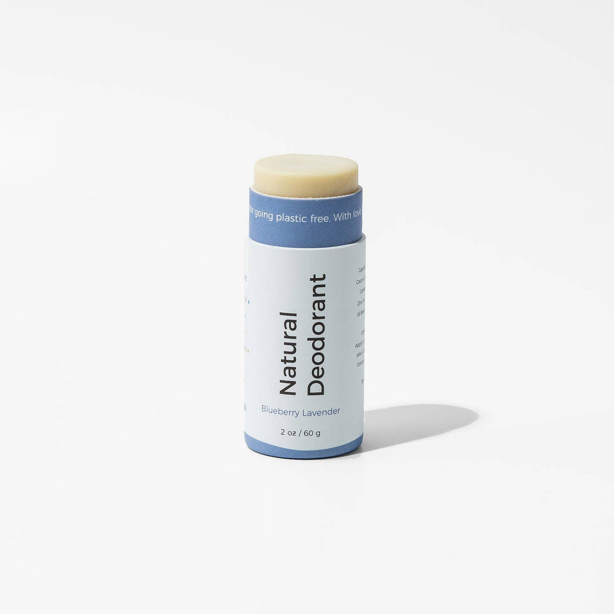 Natural deodorant stick on a white background