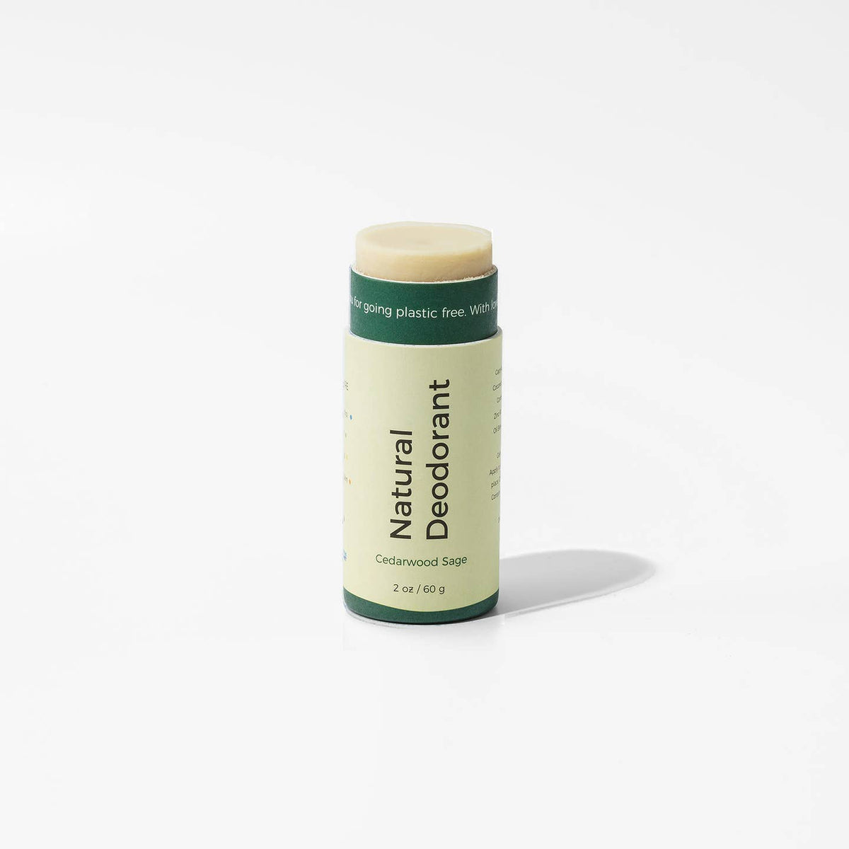 Natural deodorant stick on a white background Cedarwood Sage
