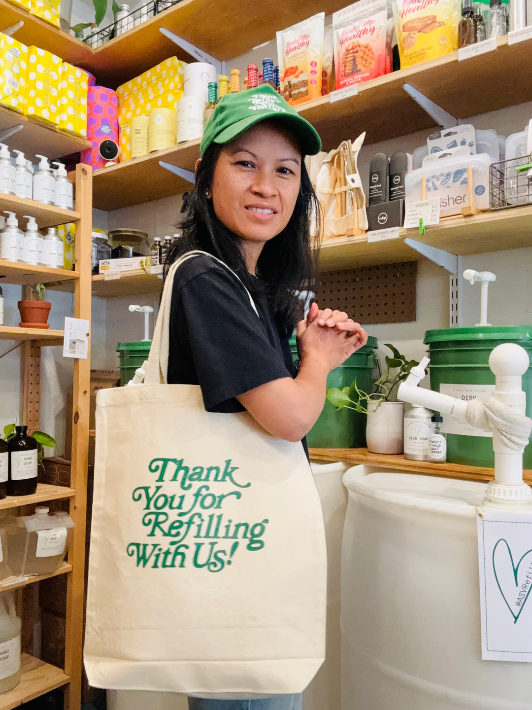 100% Cotton Canvas tote Thank You For Refilling With US