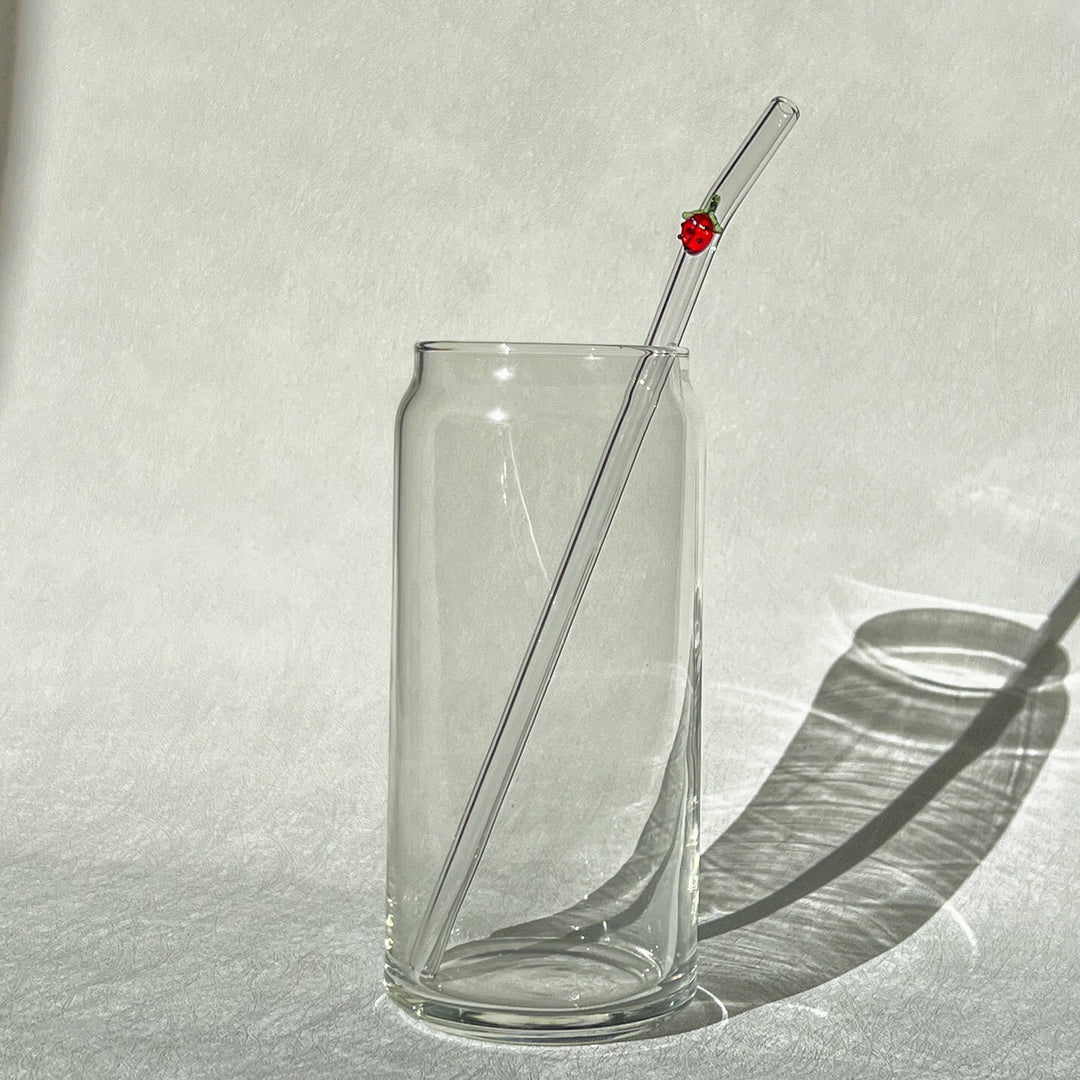 Bent Glass Straw | Strawberry