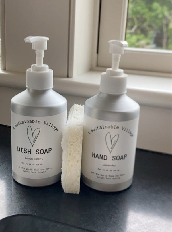 Refill Hand Soap in Aluminum bottle; zero waste, plastic-free soap