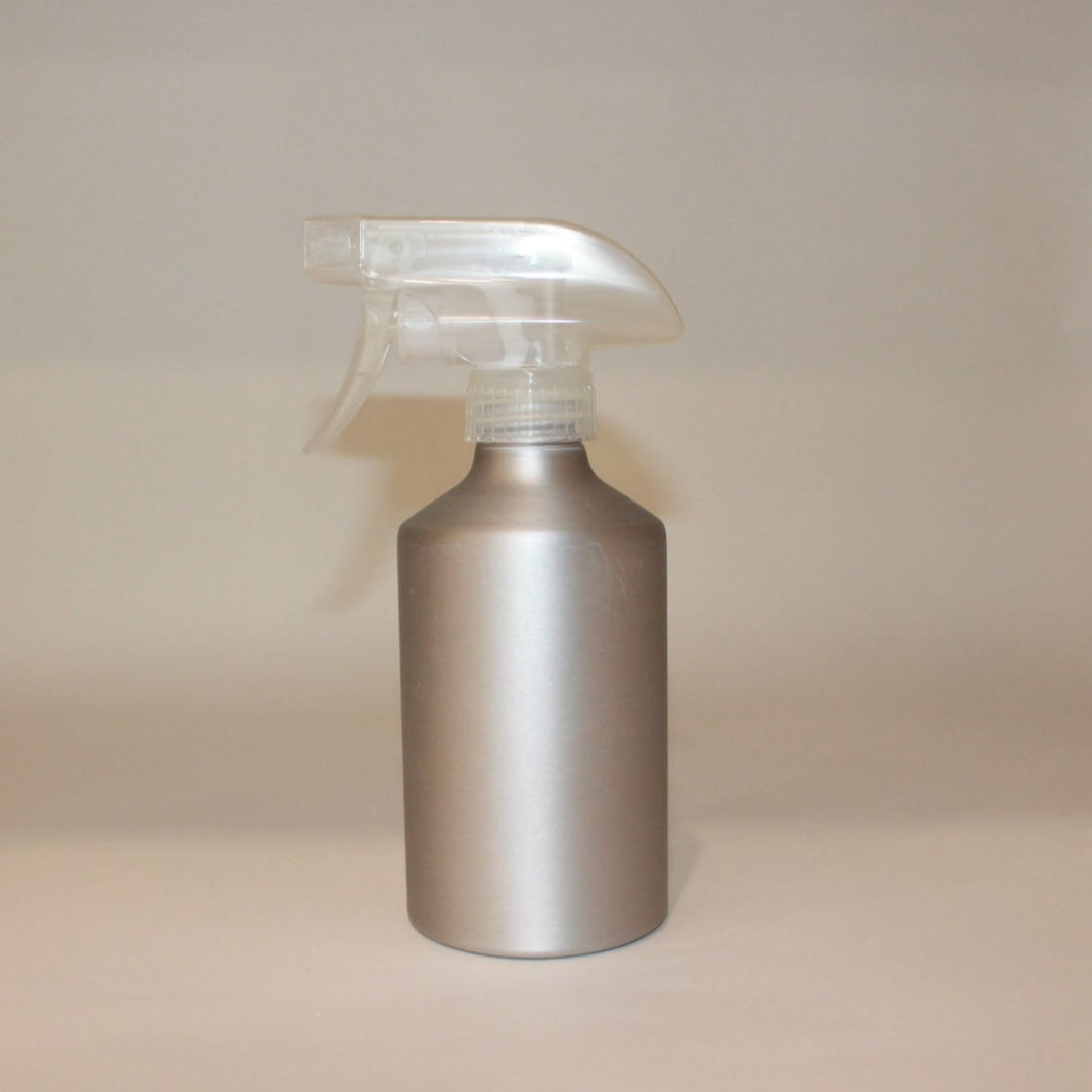 12 oz shattered proof aluminum spray bottle is great for refill on liquid hand or dish soap.  Ideal for zero waste and refill home.  Safe around kitchen and bath tile.