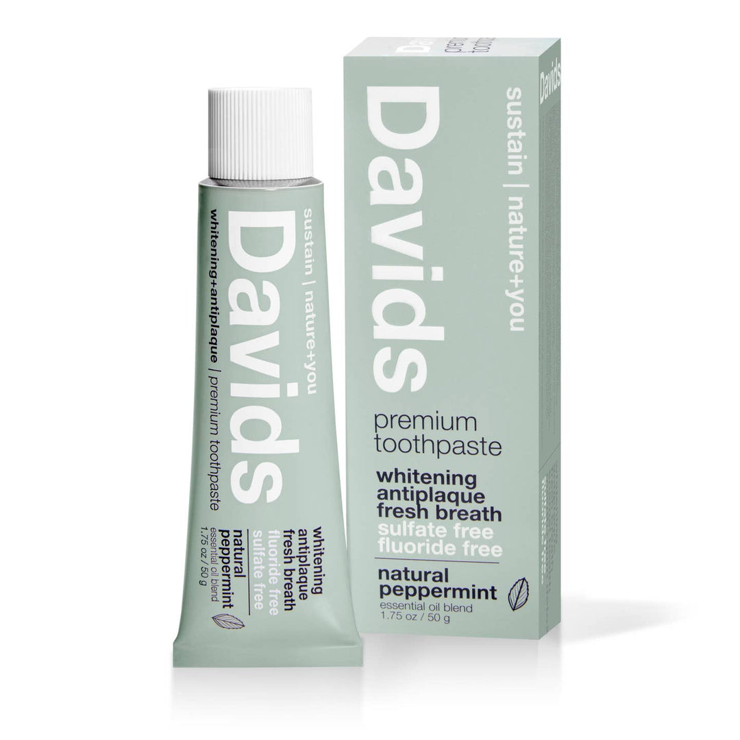 Davids premium toothpaste and packaging on a white background