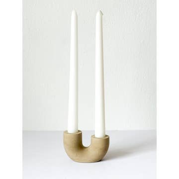 Dya Double Taper Candle Holder Oak