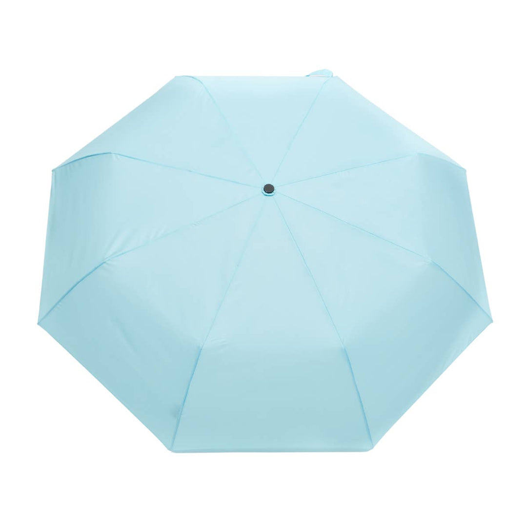 Light blue umbrella on a white background