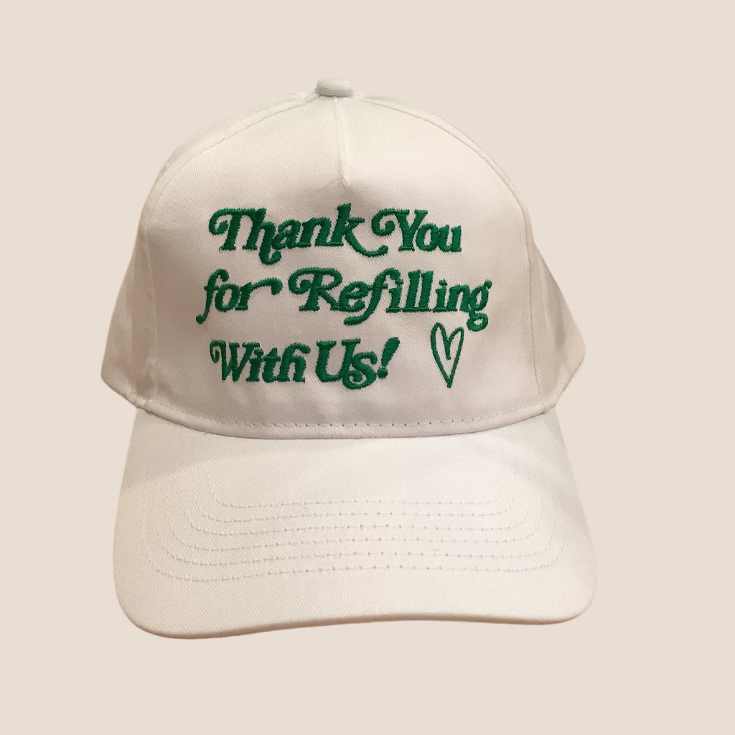 White Cotton Baseball cap Refill foundation plastic free zero waste lifestyle