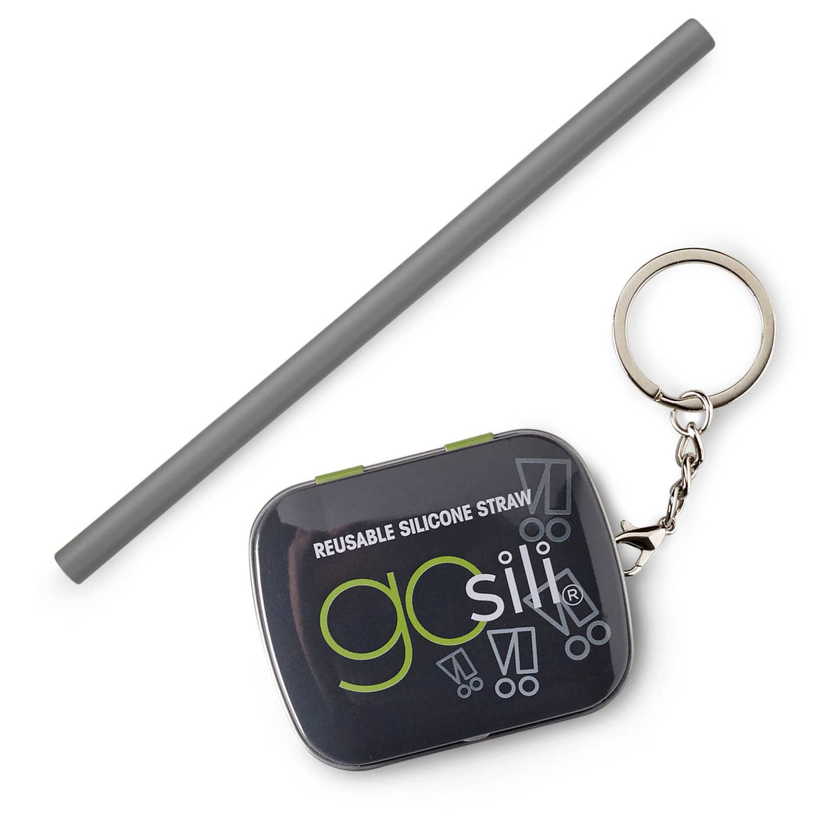 plastic free silicone straw in tin keychain plastic free